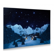 BACKGROUND LIGHTED CANVAS MOUNTAIN LANDSCAPE NIGHT 76X56CM